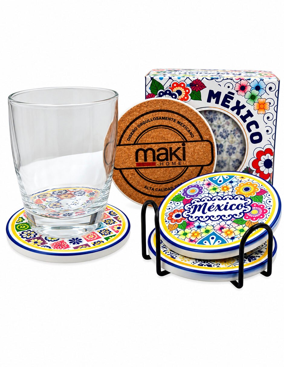 Portavaso/Set de portavasos Mexico Mágico de Porcelana 4 piezas piezas 5