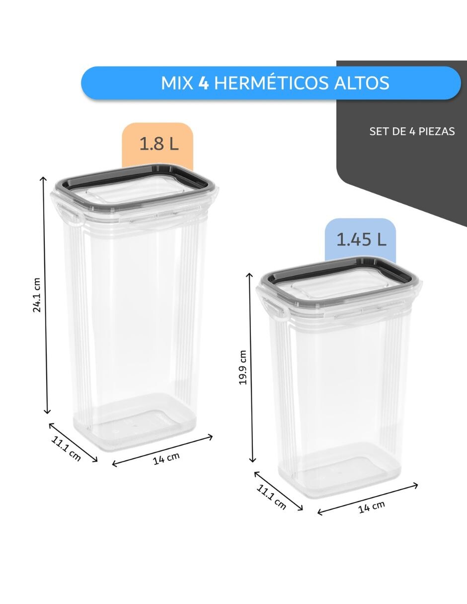 Kit de contenedores herméticos de plástico 4 piezas 3