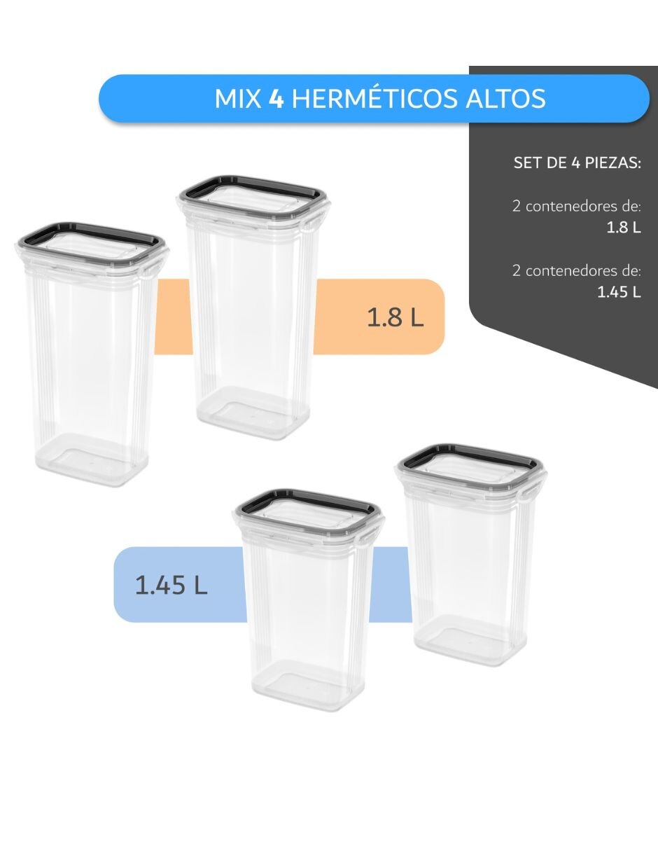 Kit de contenedores herméticos de plástico 4 piezas 4