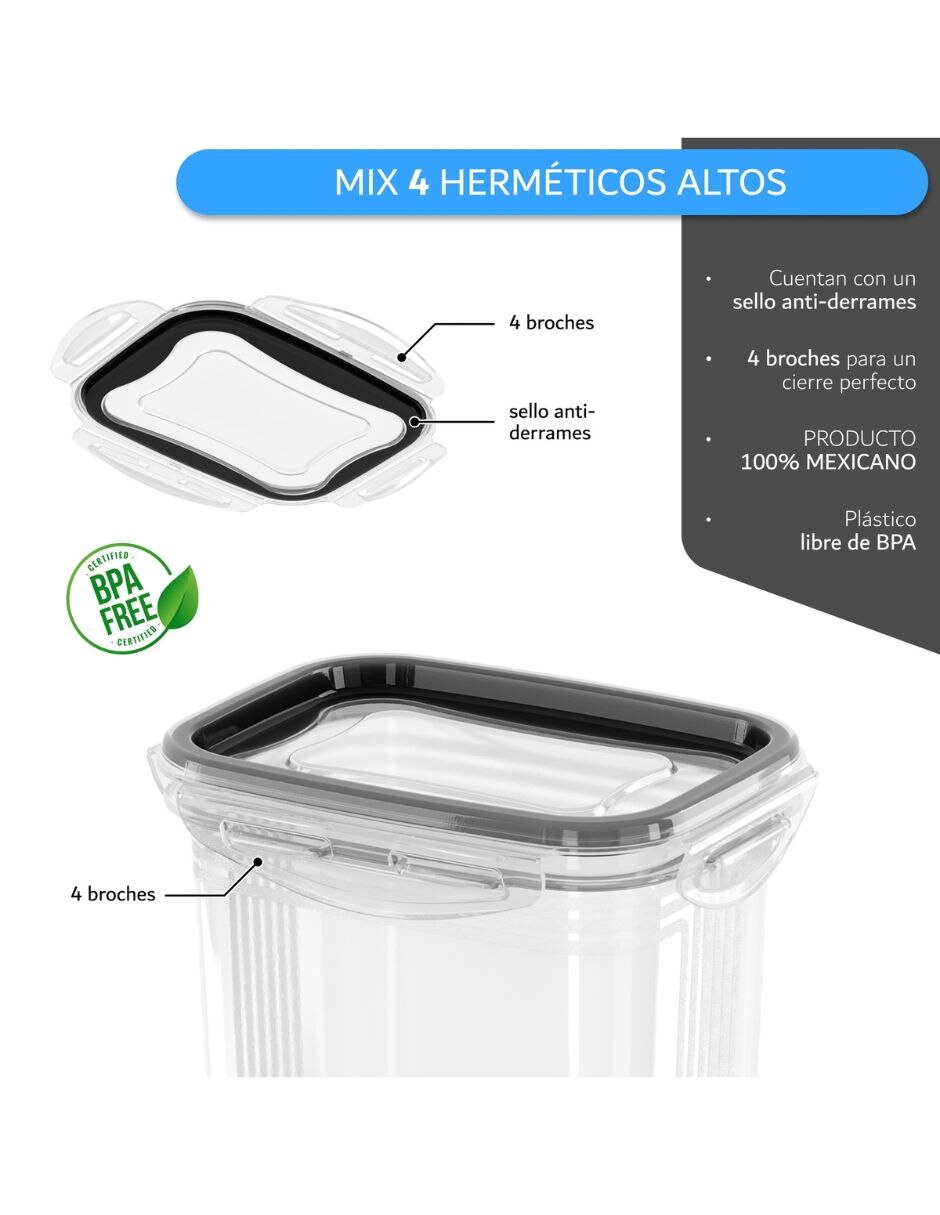 Kit de contenedores herméticos de plástico 4 piezas 5