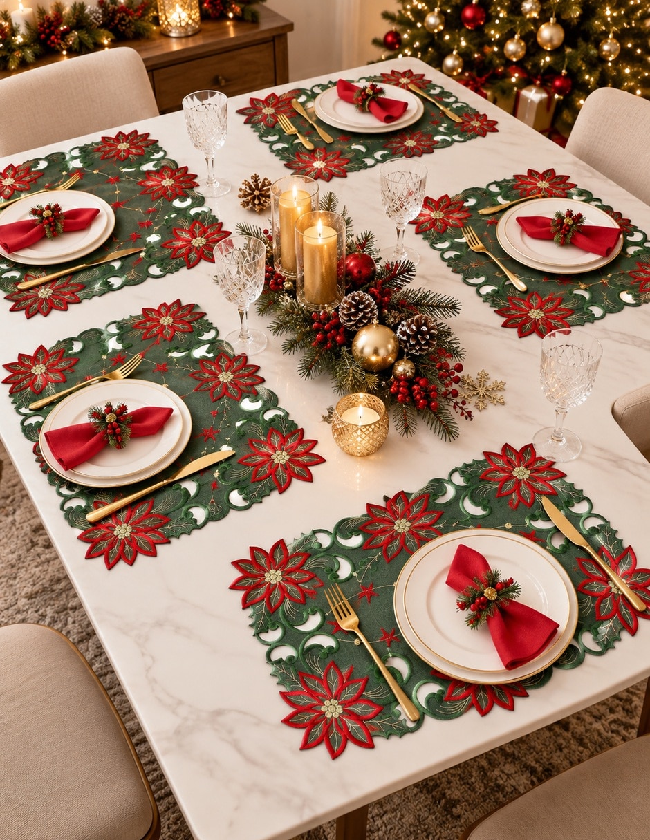 Set mantel individual rectangular navideños 2