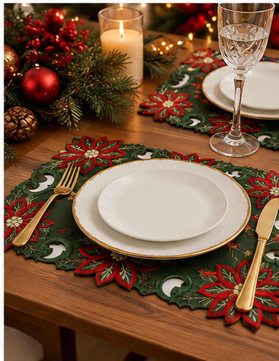 Set mantel individual rectangular navideños 4