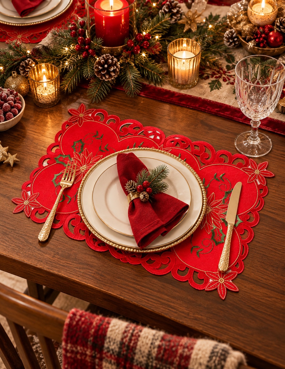 Set mantel individual rectangular navidad 4