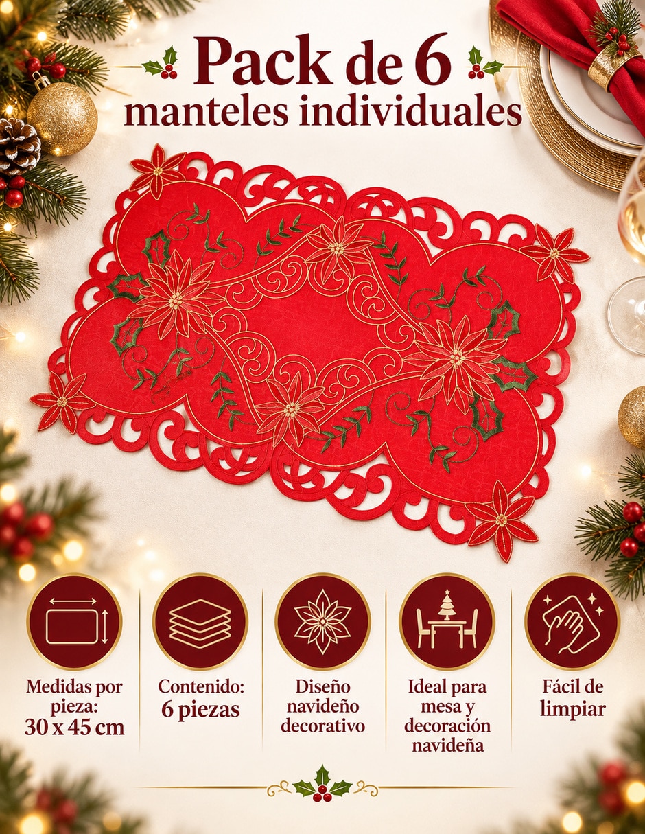 Set mantel individual rectangular 4