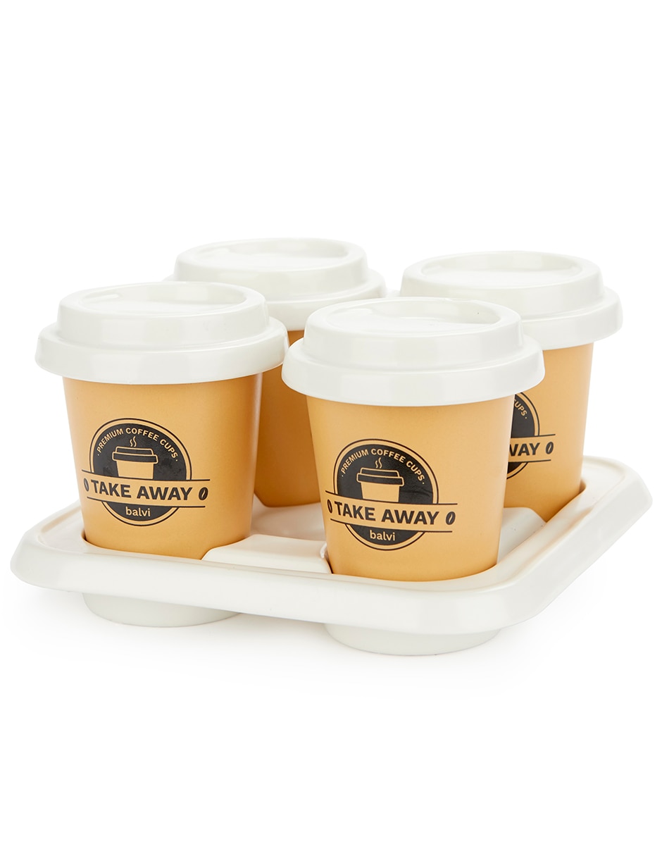 Taza con tapa 4 piezas Taza con tapa 4 piezas